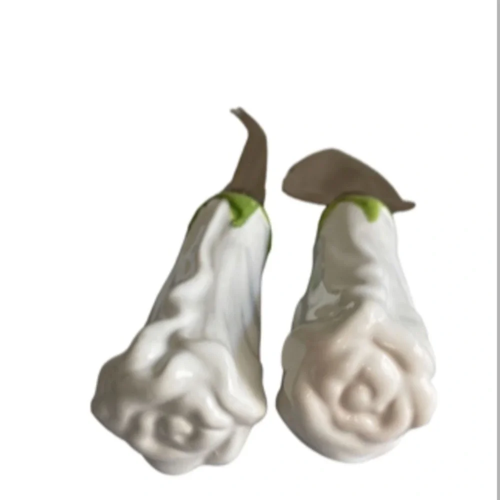 Wedding Cake Server & Knife Set Rose Bud Handles White Floral‎ Keepsake Cottage